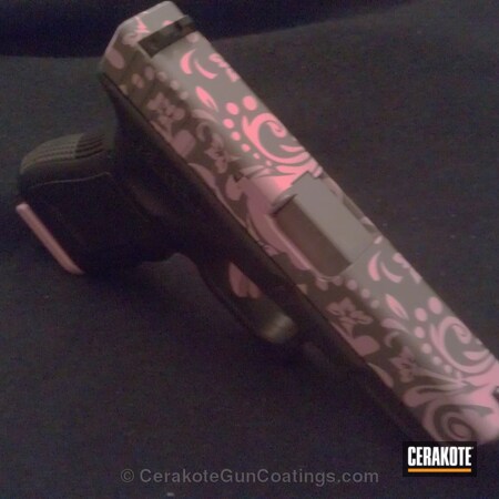 Powder Coating: Glock,Bazooka Pink H-244,Ladies,Base Coat,Titanium H-170