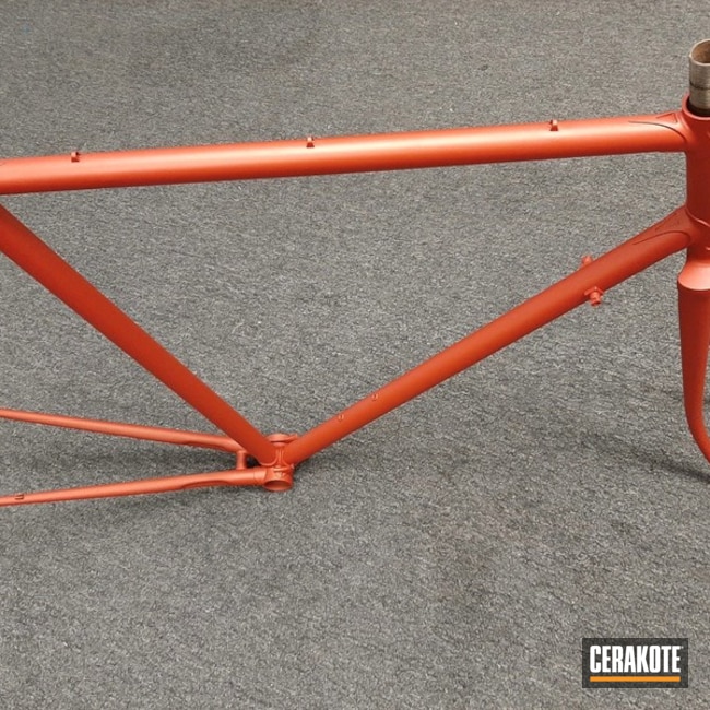 Bicycle Frame Cerakoted Using Blood Orange