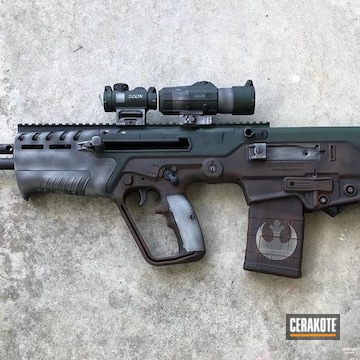 Star Wars Themed Iwi Tavor Rifle Cerakoted Using Highland Green, Crushed Silver And Chocolate Brown