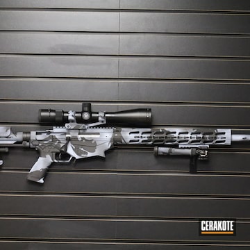 Custom Camo Ruger Precision Bolt Action Rifle Cerakoted Using Stormtrooper White, Sniper Grey And Graphite Black