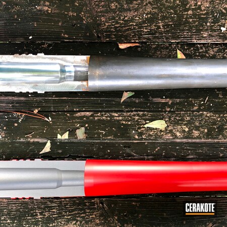 Powder Coating: S.H.O.T,Barrel,Tungsten H-237,STOPLIGHT RED C-143