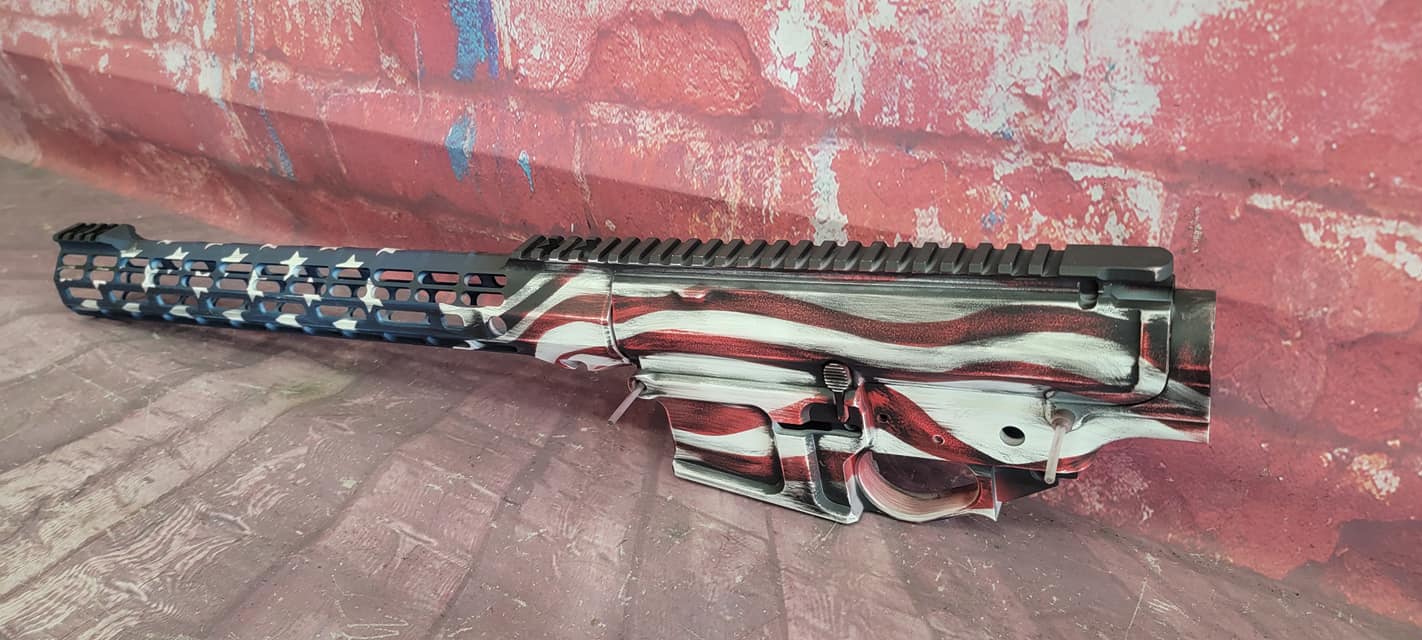 Battleworn American Flag Themed AR Builders Set Cerakoted using KEL-TEC ...
