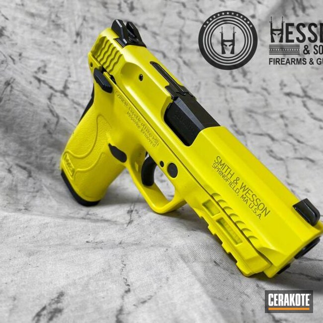 Smith & Wesson M&p Shield Pistol Cerakoted Using Lemon Zest