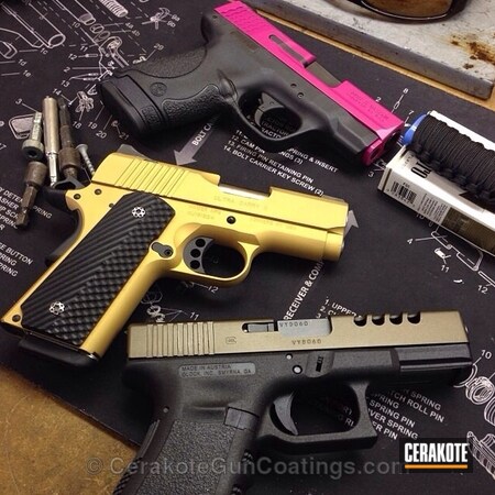Powder Coating: Glock,Handguns,Gold H-122,Burnt Bronze H-148,Prison Pink H-141