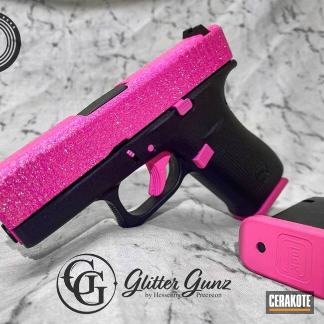 Glitter Gun Glock 43x Cerakoted Using Prison Pink