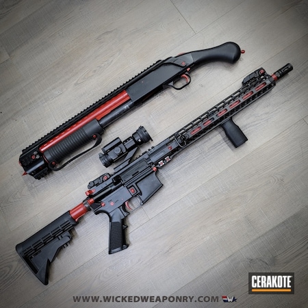 Powder Coating: Crimson H-221,Shotgun,S.H.O.T,Shockwave,Wicked Weaponry,AR-15,Mossberg,Accent Color