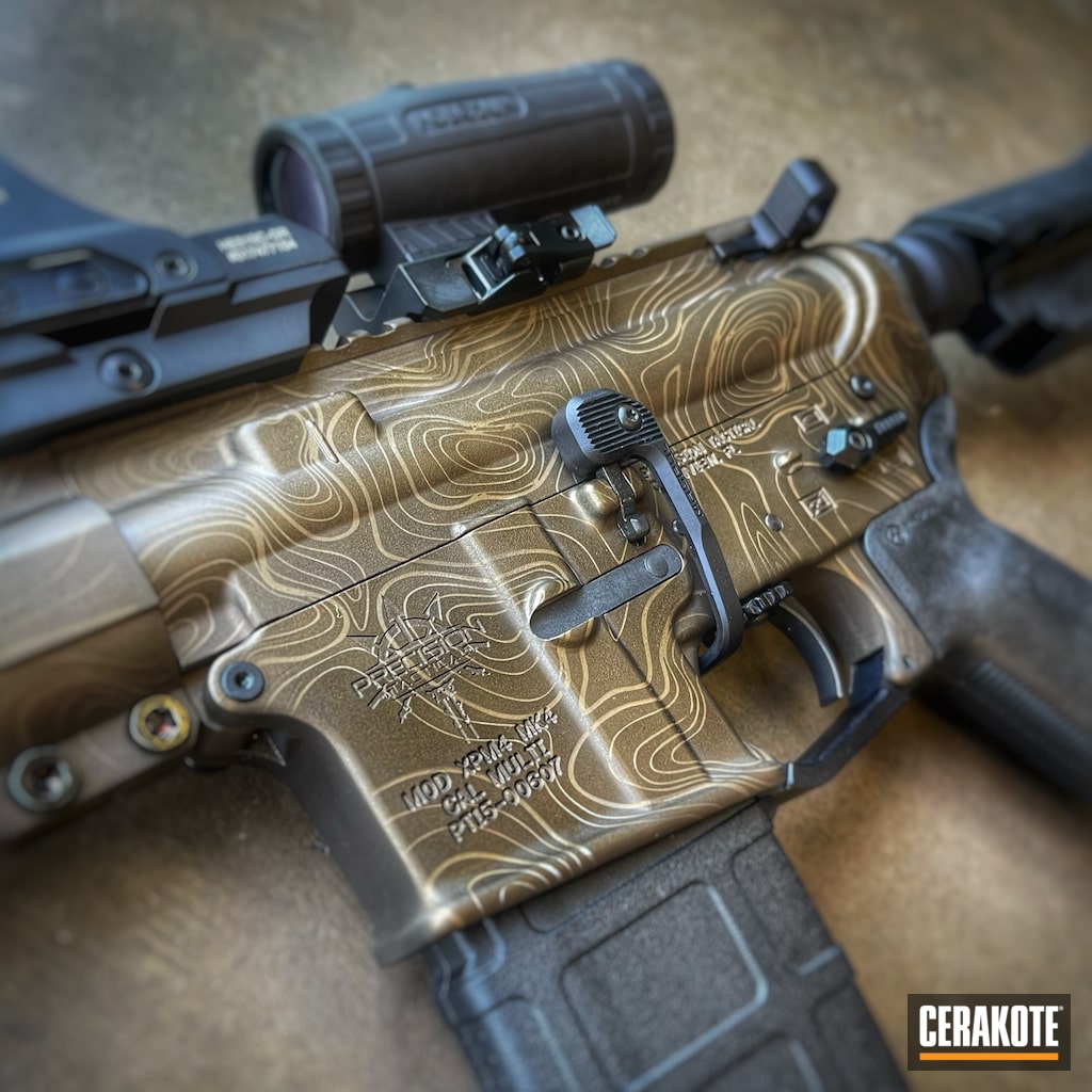 Topo Camo AR Cerakoted using Midnight Bronze and Burnt Bronze Cerakote