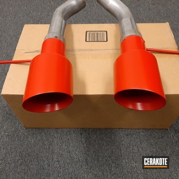 Exhaust Tips Cerakoted Using Stoplight Red