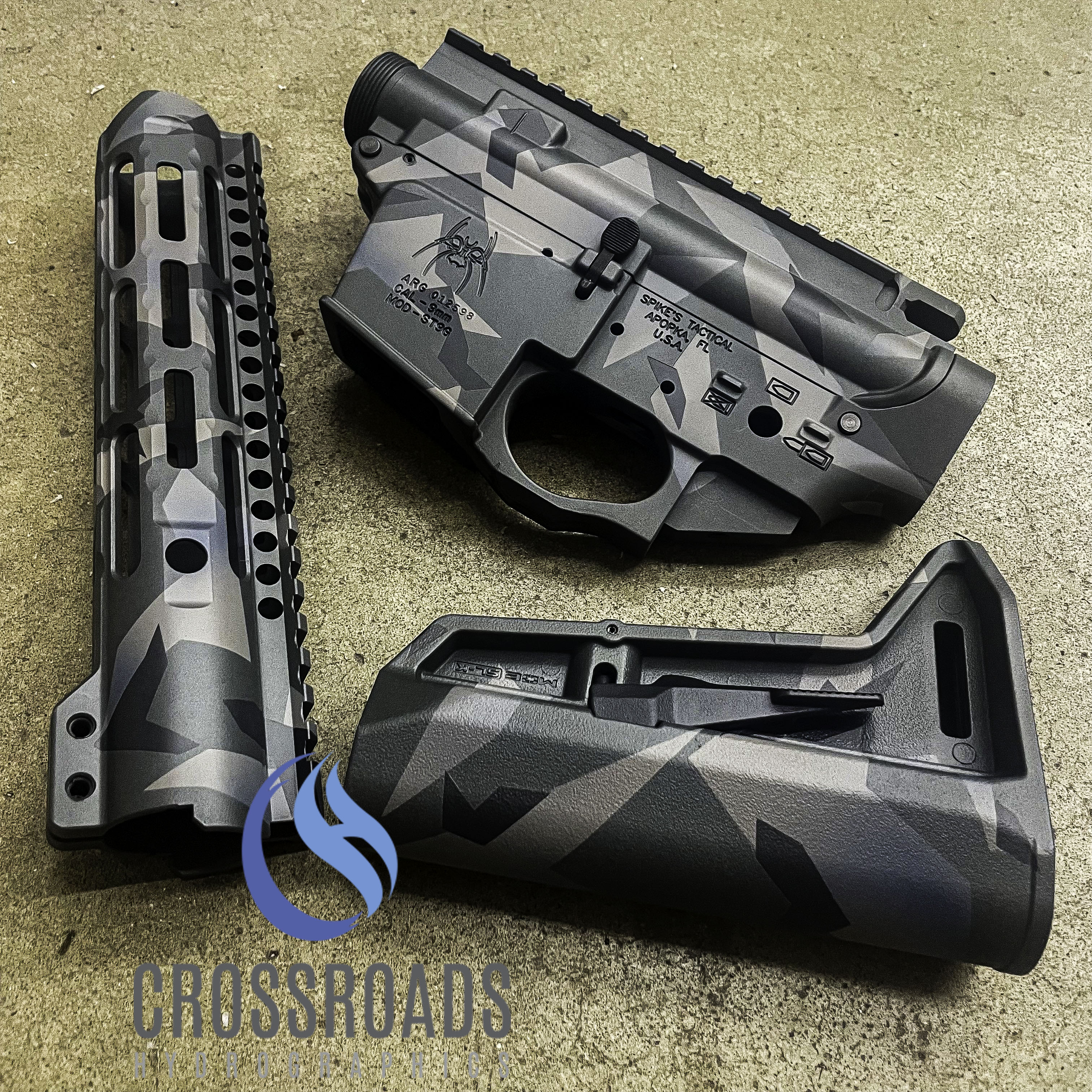 Splinter Camo AR-15 Builders Set Cerakoted using Sniper Grey, Titanium ...