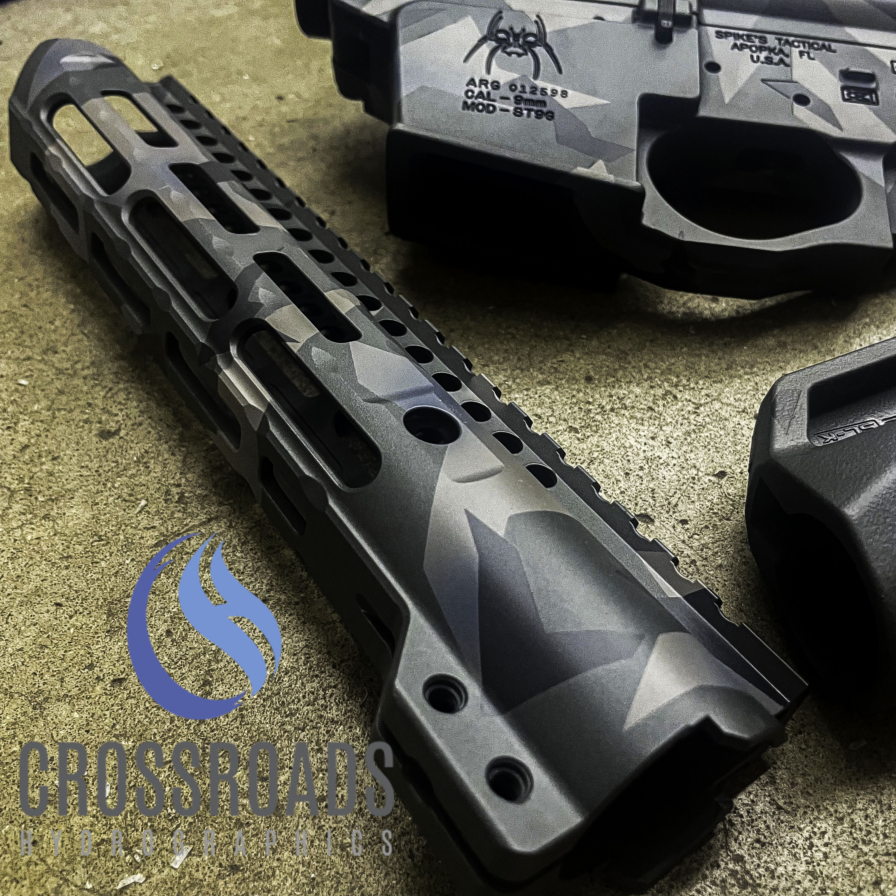 Splinter Camo AR-15 Builders Set Cerakoted using Sniper Grey, Titanium ...