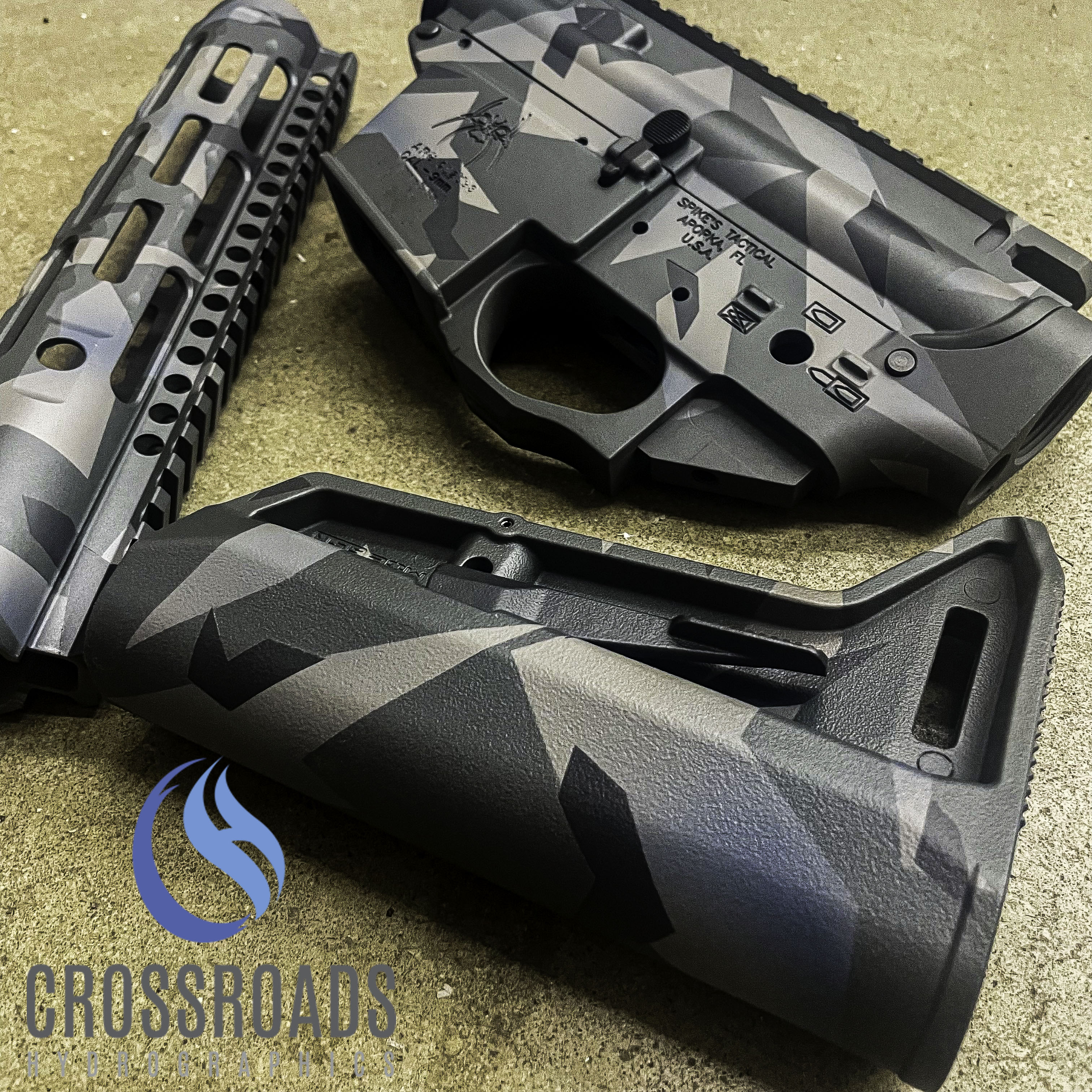 Splinter Camo AR-15 Builders Set Cerakoted using Sniper Grey, Titanium ...