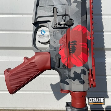 Custom Camo Ar Cerakoted Using Crimson, Usmc Red And Sniper Grey