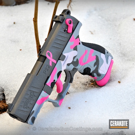 Powder Coating: Custom Mix Pink,Ladies,Handguns,Walther,BATTLESHIP GREY H-213,Tungsten H-237,Custom,Prison Pink H-141