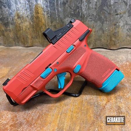 Powder Coating: S.H.O.T,Springfield Armory,FIREHOUSE RED H-216,Hellcat,AZTEC TEAL H-349