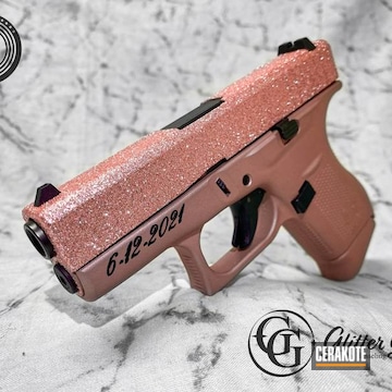 Glittered Glock 42 Cerakoted Using Rose Gold