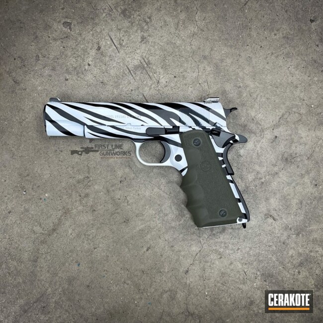 White Tiger Themed Colt Pistol Cerakoted Using Stormtrooper White And Graphite Black