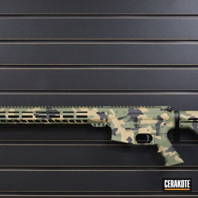 Custom Camo Ar Build Cerakoted Using Mud Brown, Sniper Green And Graphite Black