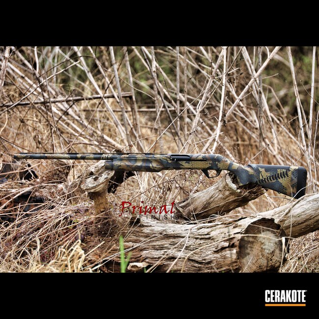 Custom Camo Benelli Cerakoted Using Forest Green, Steel Grey And Sniper Grey