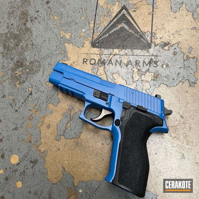 Sig Sauer P226 Pistol Cerakoted Using Nra Blue And Graphite Black