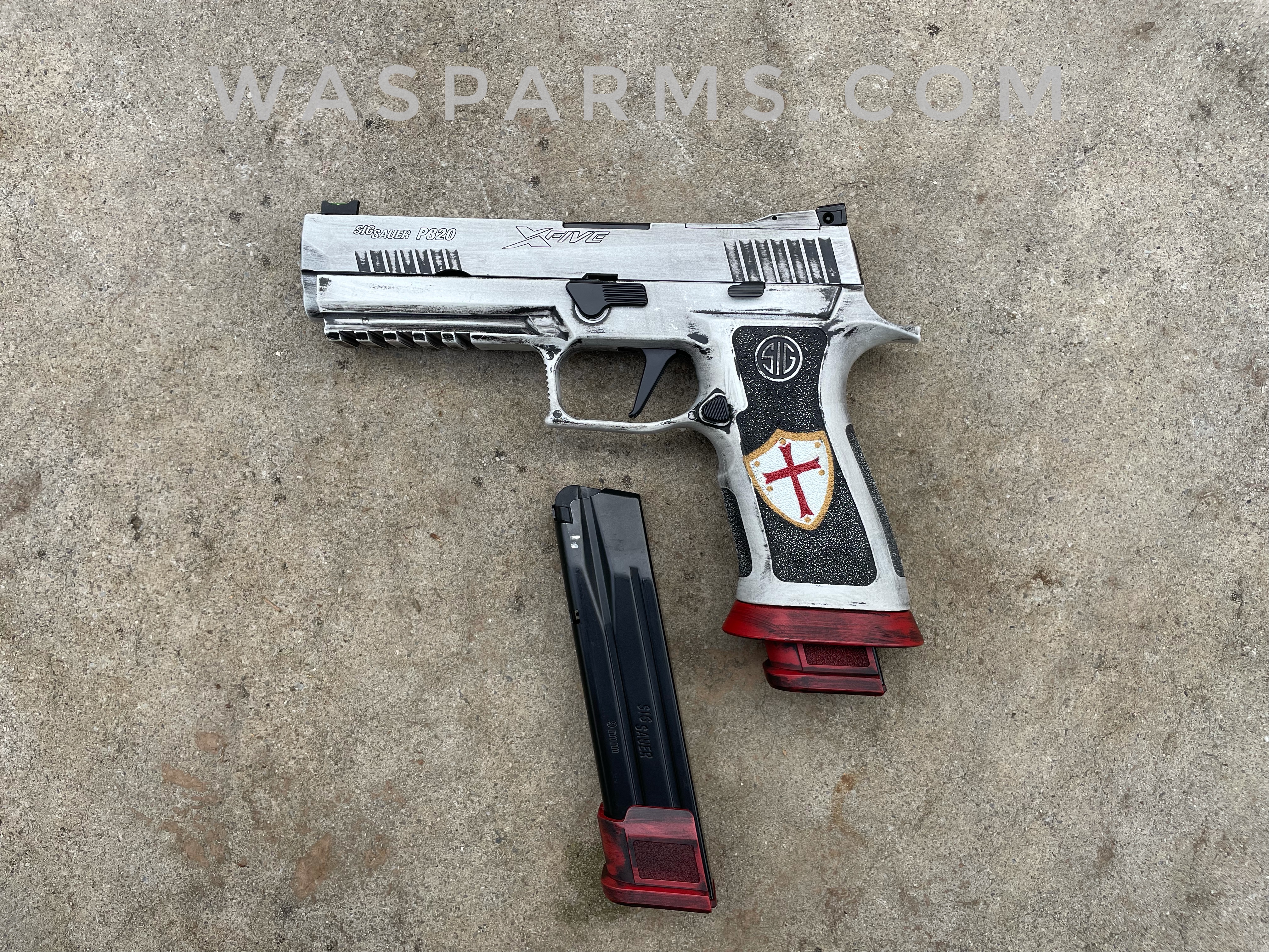 Sig Ruby Battleworn Sig Sauer P320 Cerakoted using Stormtrooper White, Graphite ...