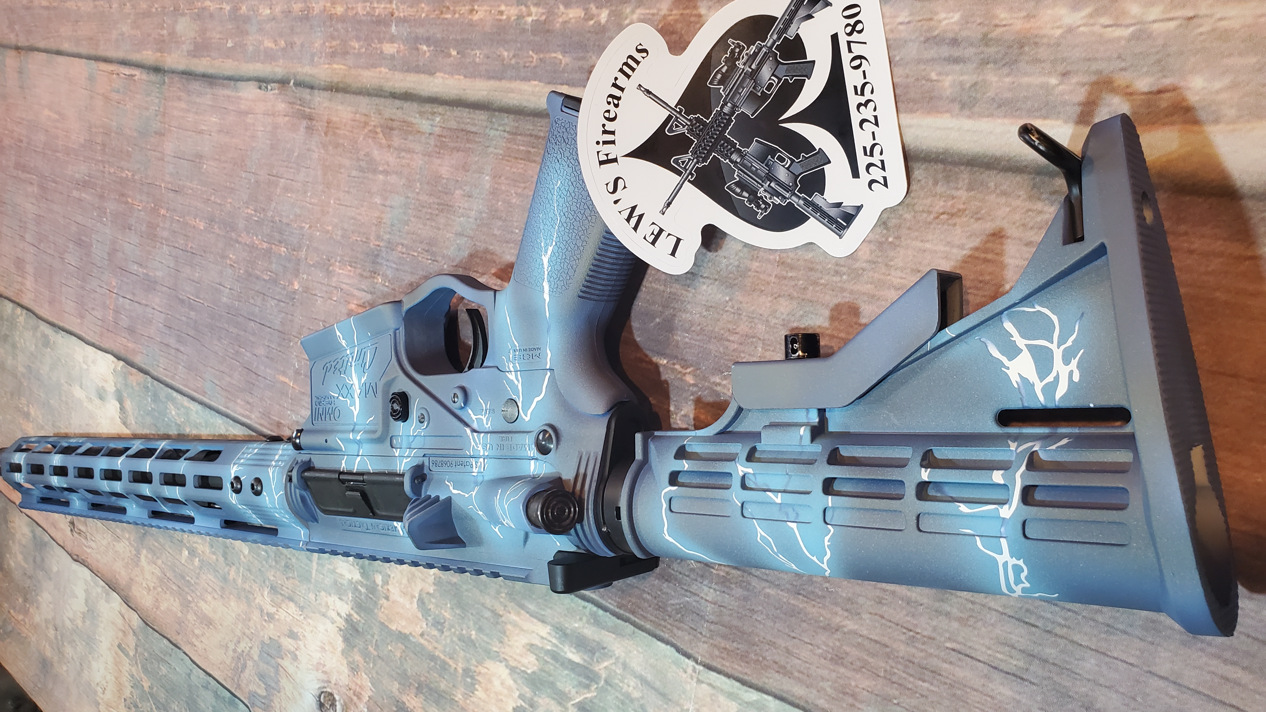 Ar 15 Blue Raspberry Lightning Themed AR Cerakoted using Blue Raspberry, Bright White and ...