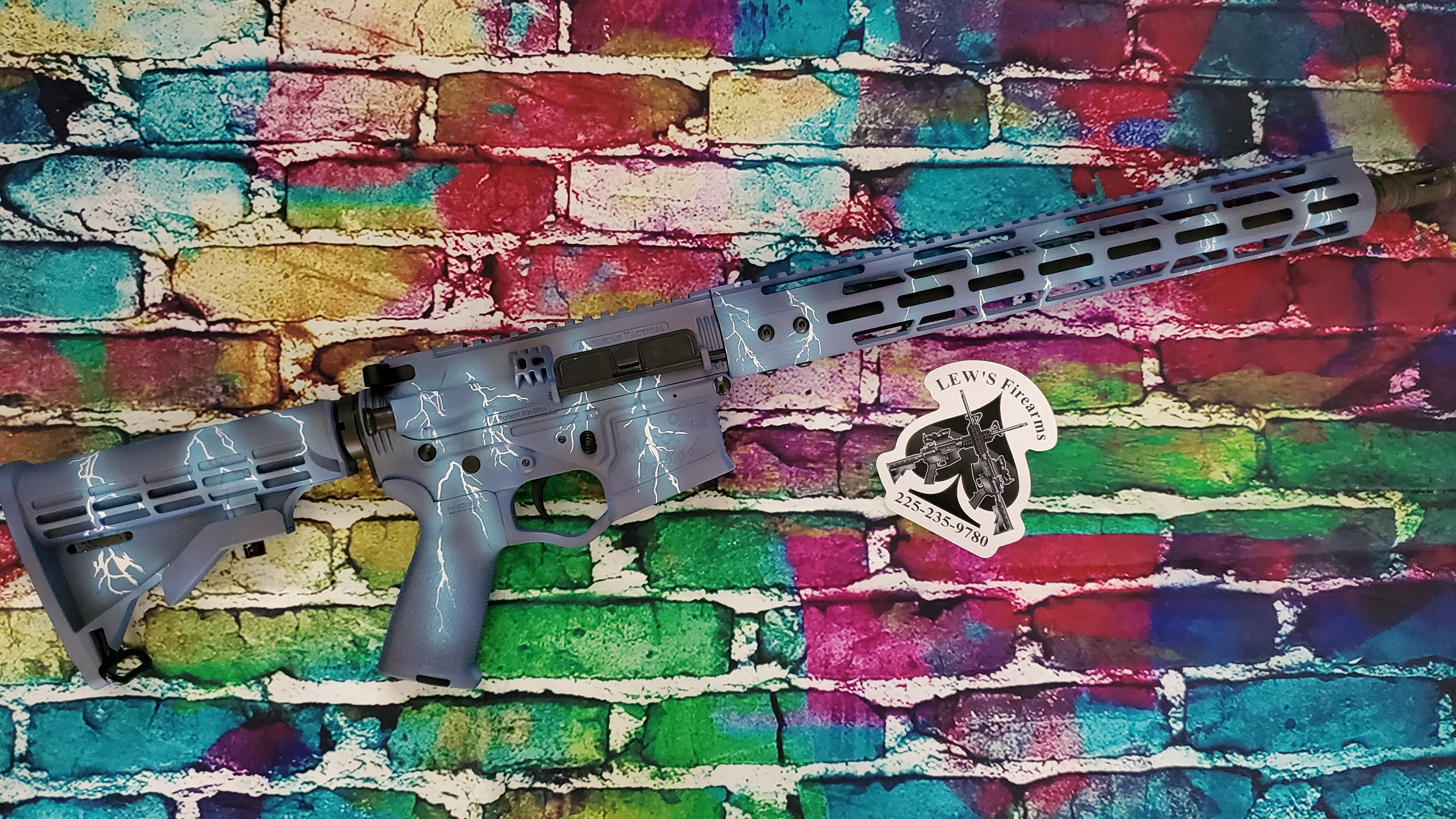 Ar 15 Blue Raspberry Lightning Themed AR Cerakoted using Blue Raspberry, Bright White and ...
