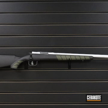 Savage Arms Bolt Action Rifle Cerakoted Using Crushed Silver, O.d. Green And Graphite Black