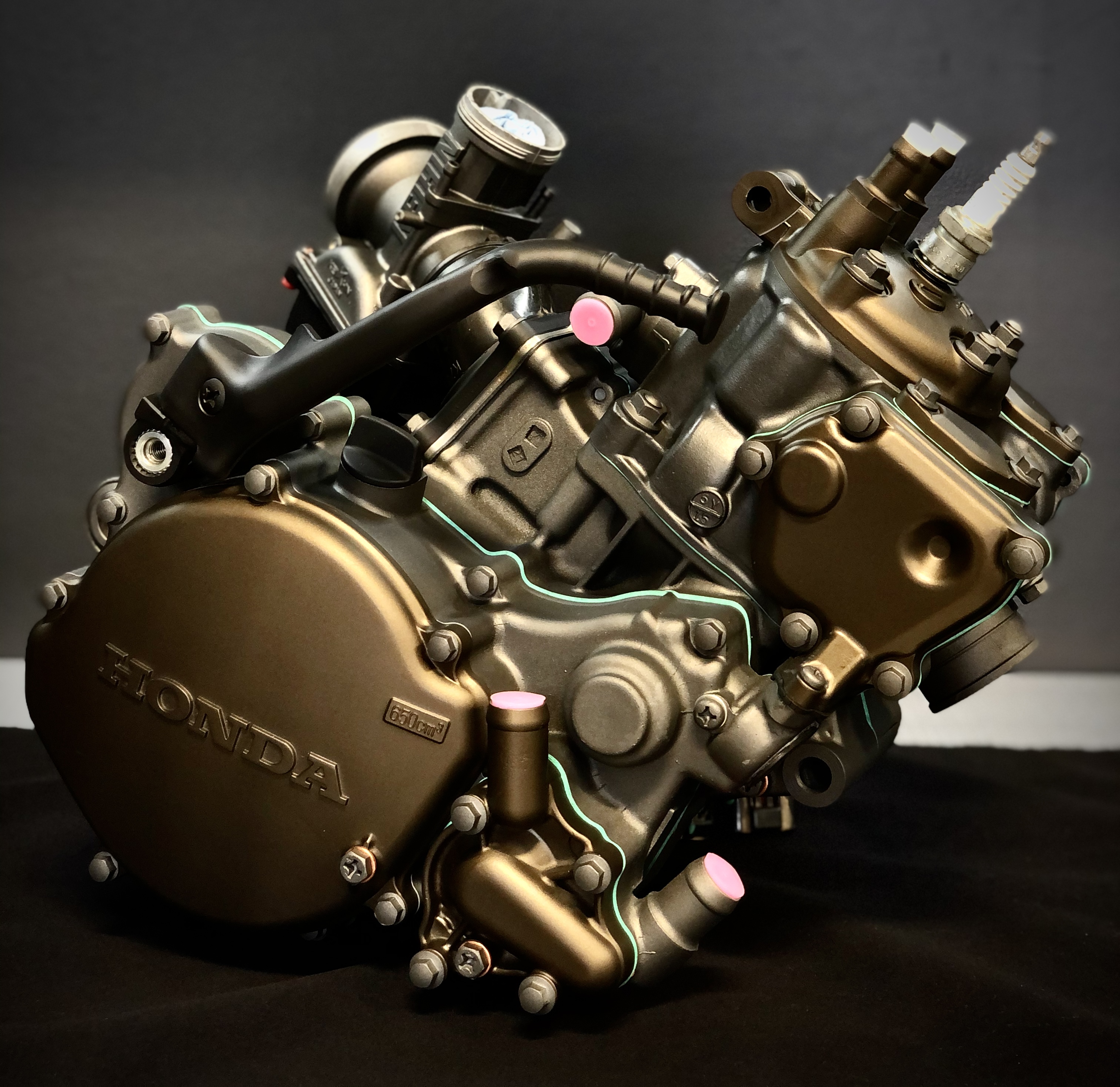 Honda Motorcycle Engine Cerakoted using Tungsten, USMC Red and Graphite ...