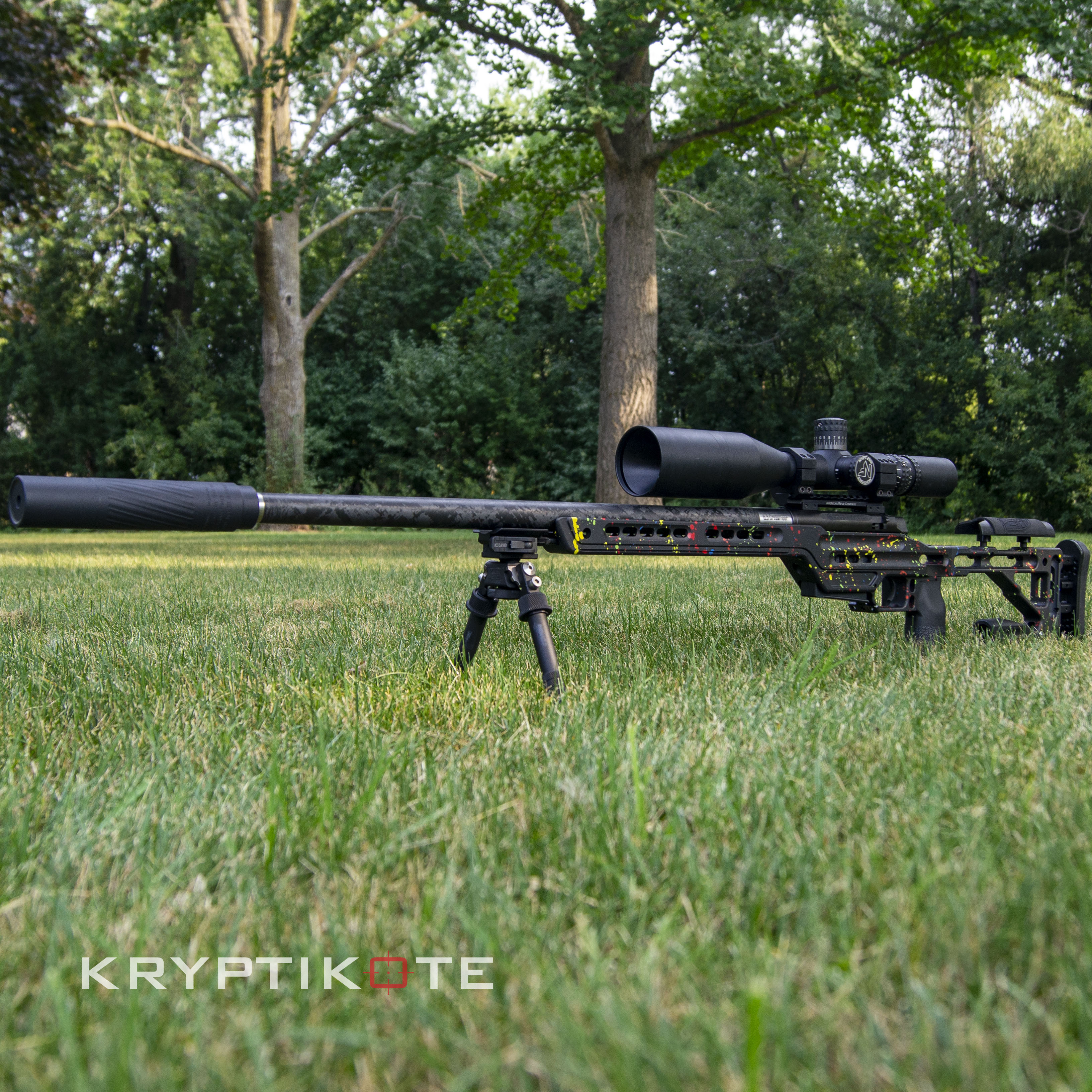 Splatter Painted Rifles Paint Splatter Themed Bolt Action Rifle Cerakoted using Hunter Orange ...