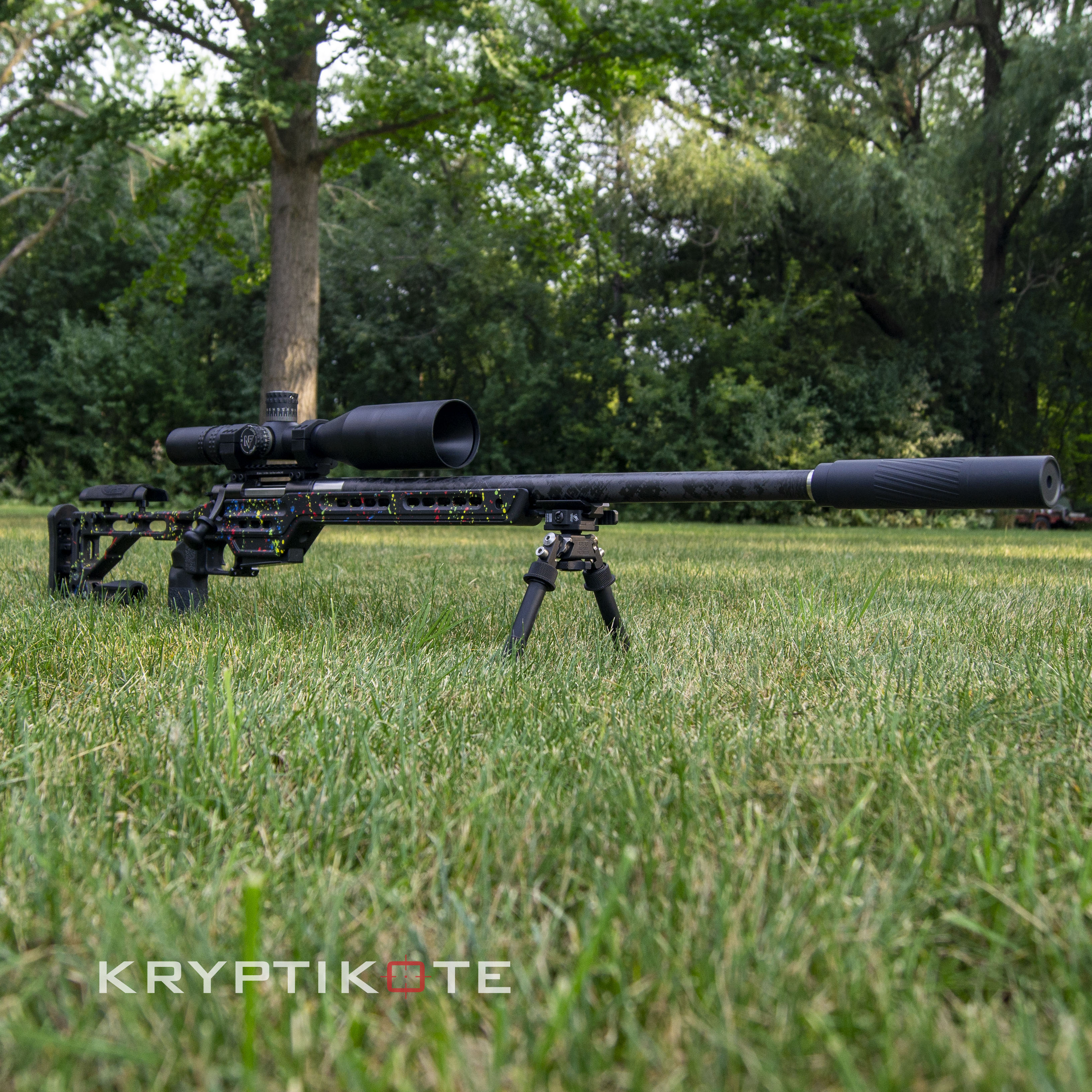 Splatter Painted Rifles Paint Splatter Themed Bolt Action Rifle Cerakoted using Hunter Orange ...