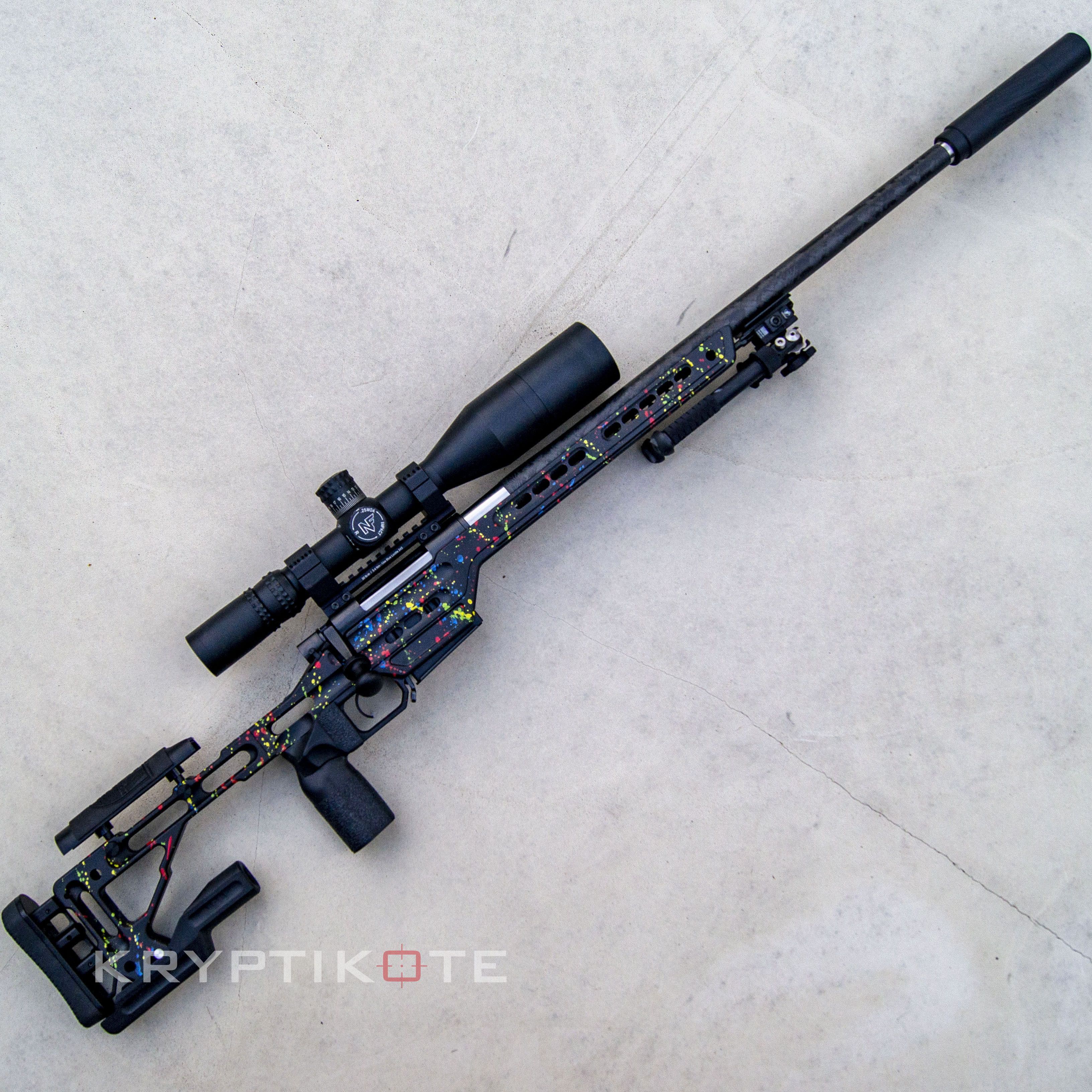 Paint Splatter Themed Bolt Action Rifle Cerakoted using Hunter Orange ...