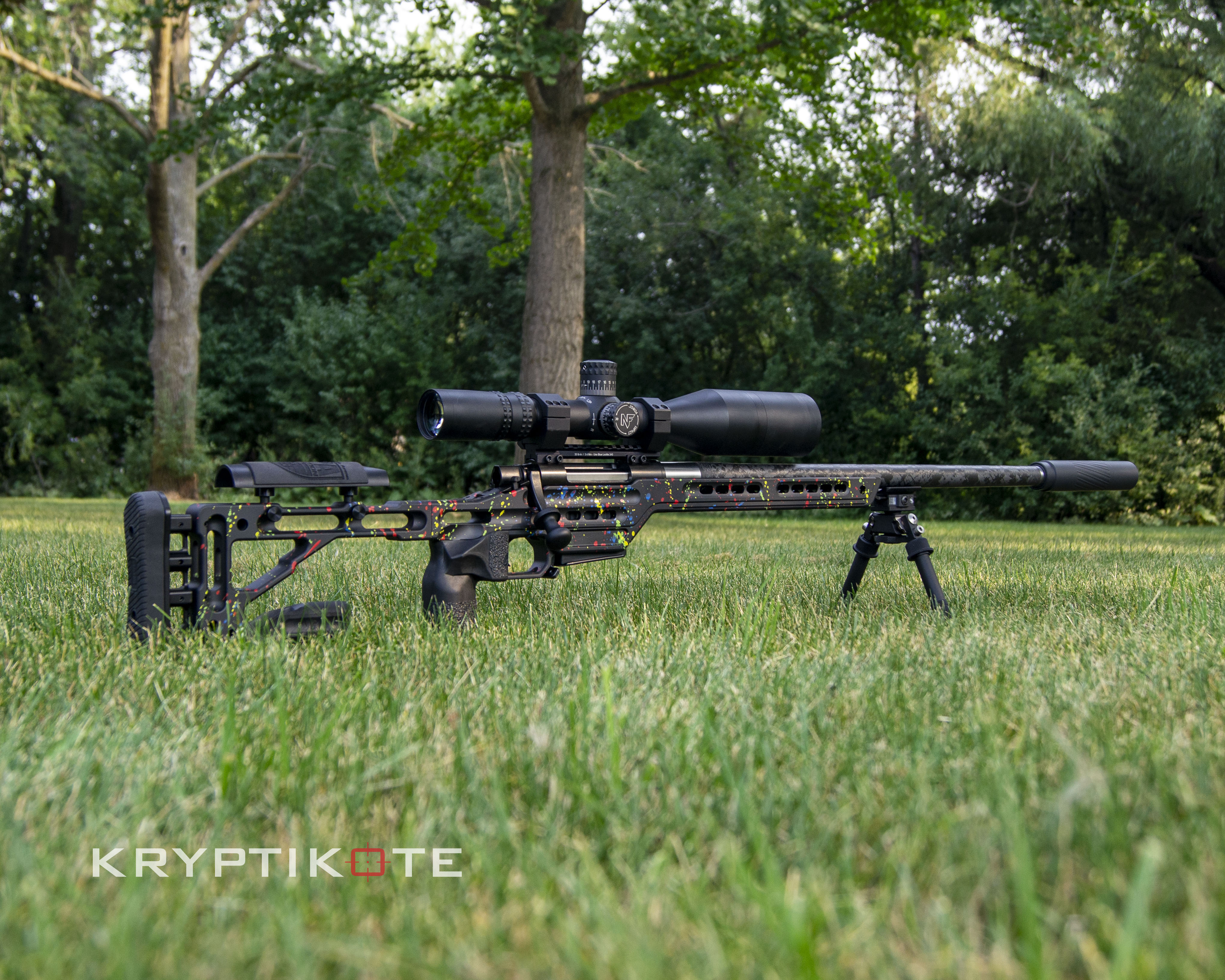 Splatter Painted Rifles Paint Splatter Themed Bolt Action Rifle Cerakoted using Hunter Orange ...