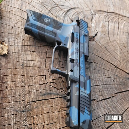 Powder Coating: Graphite Black H-146,S.H.O.T,Pistol,Blue Titanium H-185,PLATINUM GREY H-337,Ruger,5.7,Splinter Camo