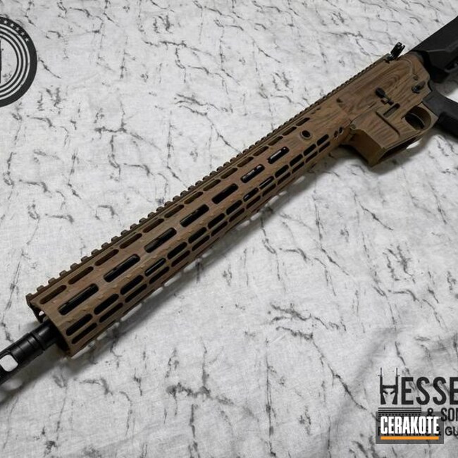 Wood Grain Themed Ar Cerakoted Using Barrett® Brown And Federal Brown