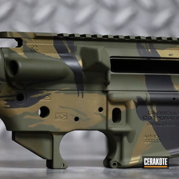 Vietnam Tiger Stripe Ar Builder Set Cerakoted Using O.d. Green, Graphite Black And Burnt Bronze