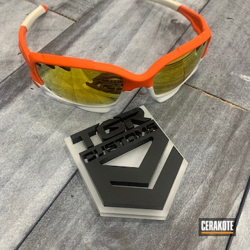 Sunglasses Cerakoted Using Hi-vis Orange