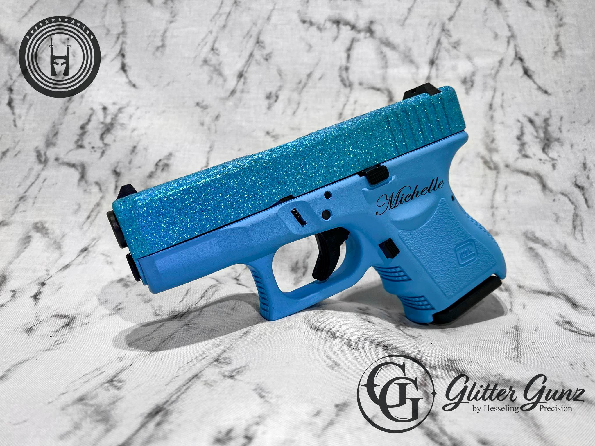 Blue Raspberry Cerakote Glittered Glock Cerakoted using Blue Raspberry | Cerakote