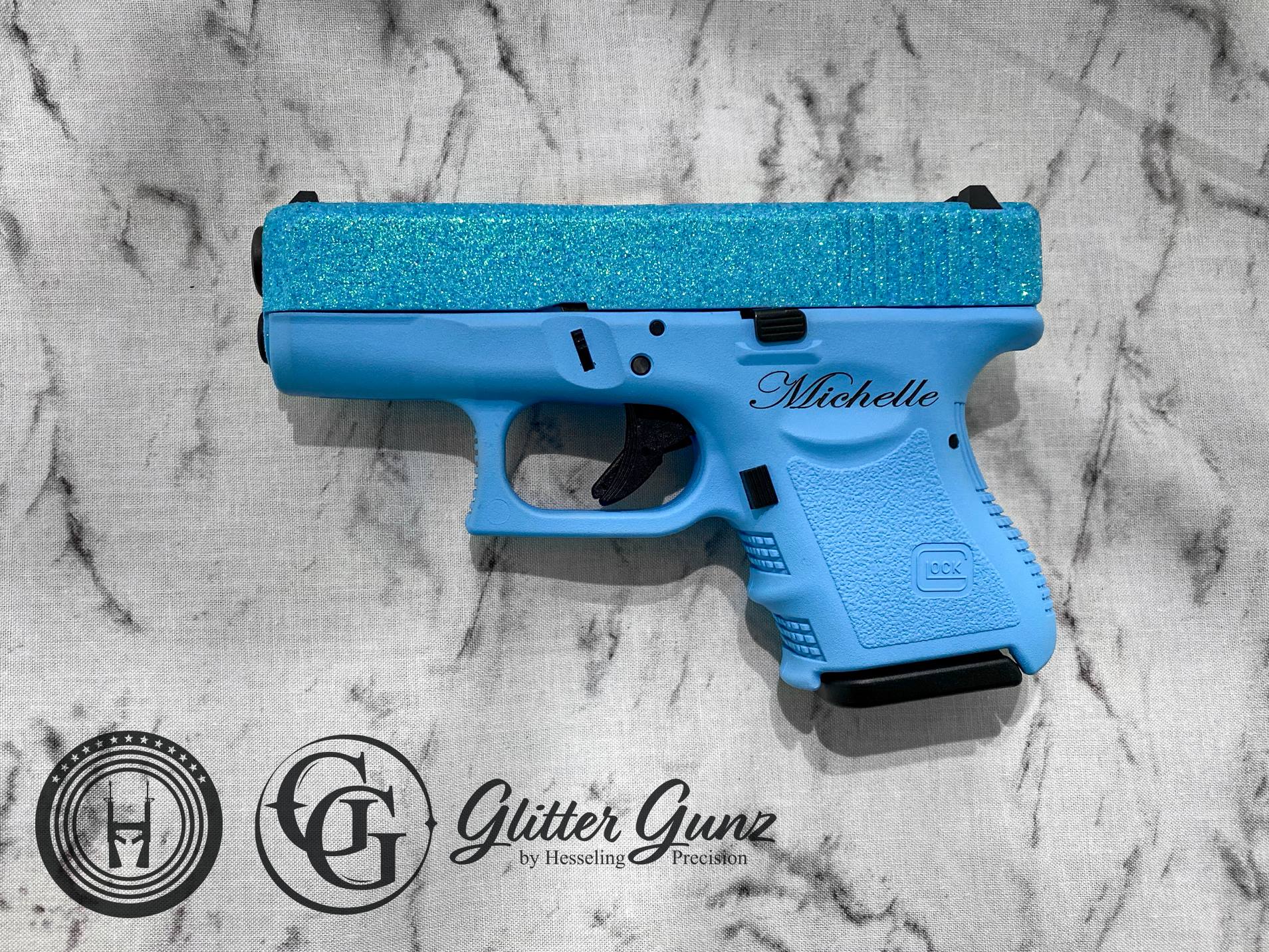 Blue Raspberry Cerakote Glittered Glock Cerakoted using Blue Raspberry | Cerakote