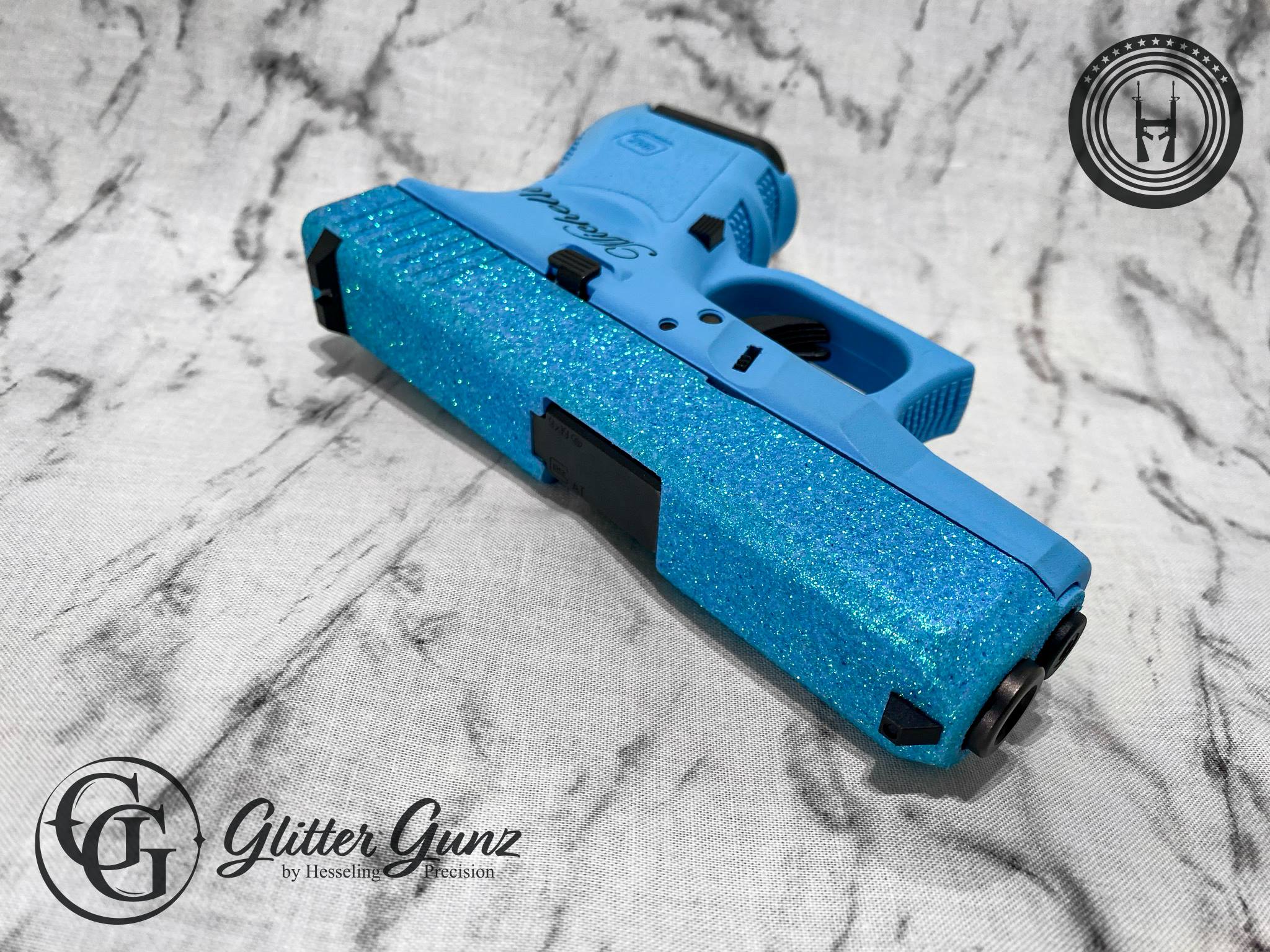 Blue Raspberry Cerakote Glittered Glock Cerakoted using Blue Raspberry | Cerakote