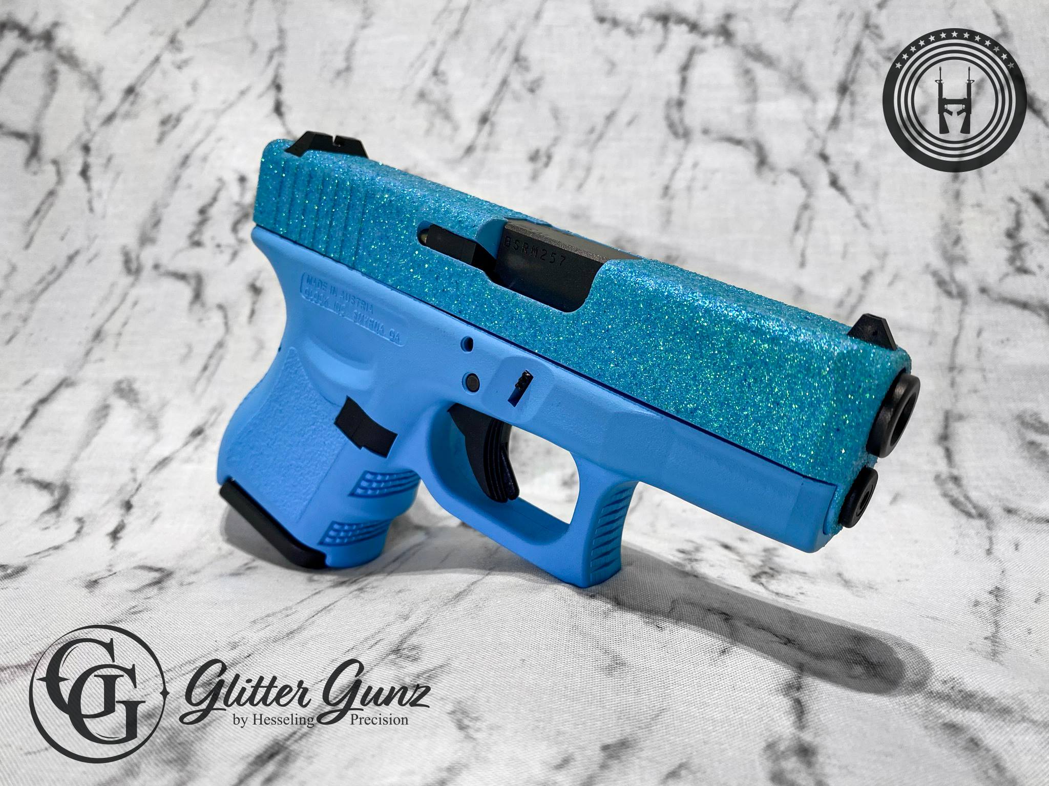 Blue Raspberry Cerakote Glittered Glock Cerakoted using Blue Raspberry | Cerakote