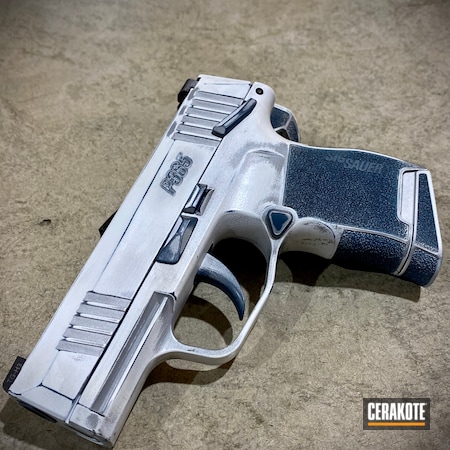 Powder Coating: S.H.O.T,Sig Sauer,Blue Titanium H-185,Daily Carry,R2D2,Star Wars,Conceal Carry,CCW,Handguns,Crushed Silver H-255,Pistol,p365,Stormtrooper White H-297,Firearms,Droid,Self Defense,Sidekick,Micro