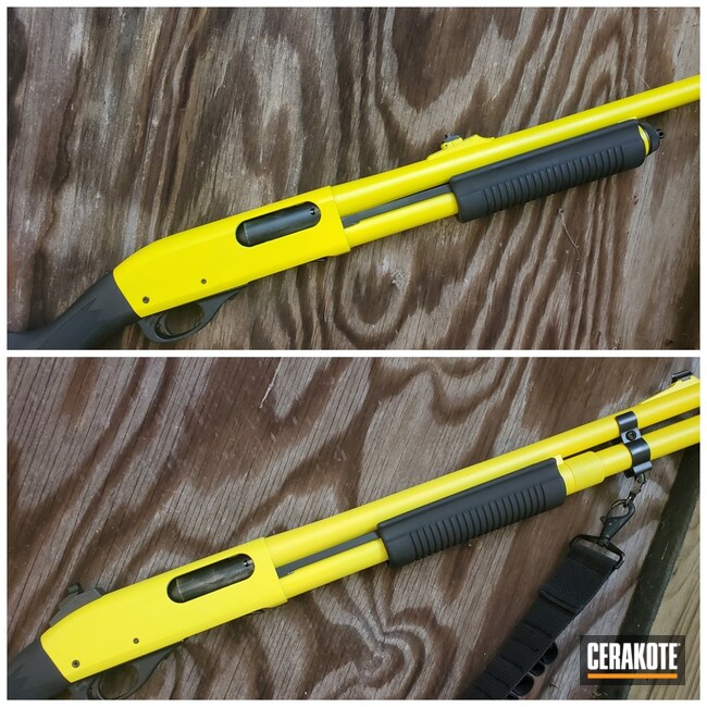 Remington 870 Cerakoted Using Lemon Zest And Electric Yellow
