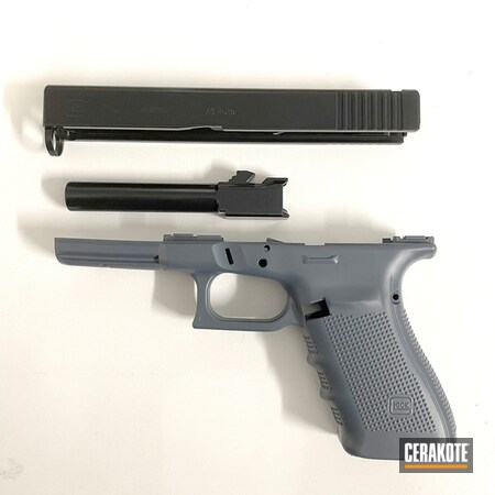 Powder Coating: Glock,BLACKOUT E-100,MULTICAM® DARK GREY H-345,S.H.O.T,Glock 21,.45,Restoration,Two Color