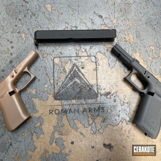 Glock 43x Frames And Slide Cerakoted Using 20150, Sniper Grey And Graphite Black