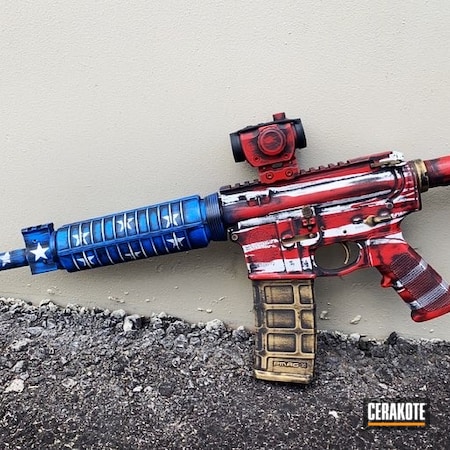Powder Coating: Distressed,NRA Blue H-171,S.H.O.T,M&P15,Gold H-122,Armor Black H-190,Stormtrooper White H-297,America,American Flag,Merica,FIREHOUSE RED H-216,Distressed American Flag