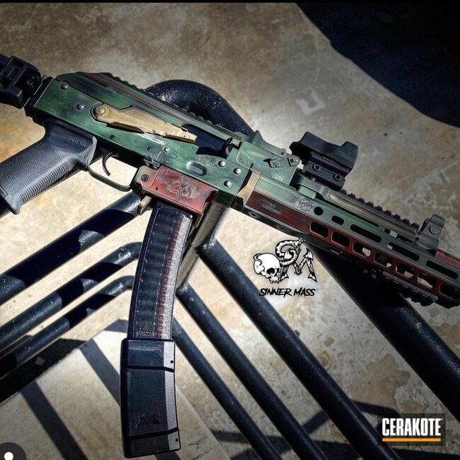 Mandalorian Themed Ak-47 Cerakoted Using Crimson, Jesse James Eastern Front Green And Titanium