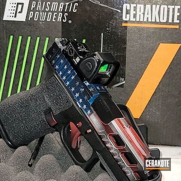 American Flag Themed Glock 43x Cerakoted Using Bright White, Graphite Black And Firehouse Red