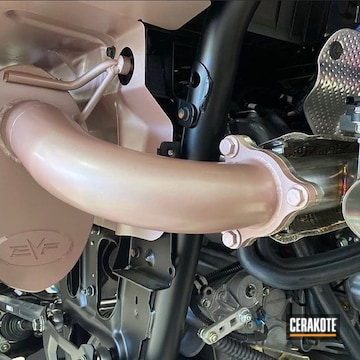 Polaris Rzr Catalytic Converter And Exhaust Tips Cerakoted Using Rose Gold And High Gloss Ceramic Clear