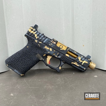 Custom Camo Glock 19 Cerakoted Using Graphite Black And Gold