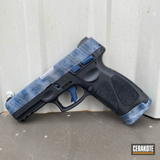 Freehand Camo Taurus Pistol Cerakoted Using Kel-tec® Navy Blue And Sniper Grey